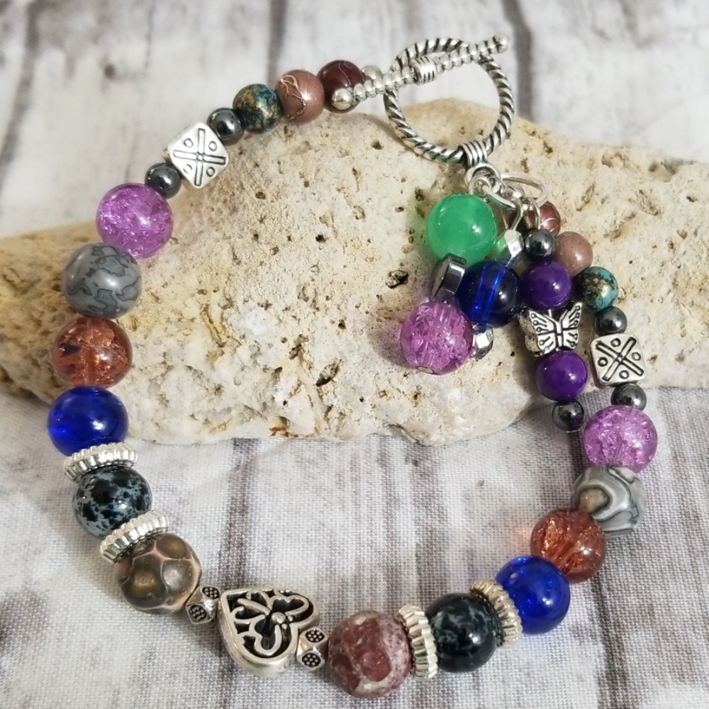 Multi colored glass beaded bracelet